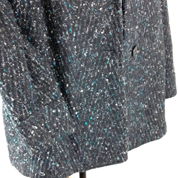 Vtg lined Coat sz 10 pleated shoulder abstract - Picture 7 of 8